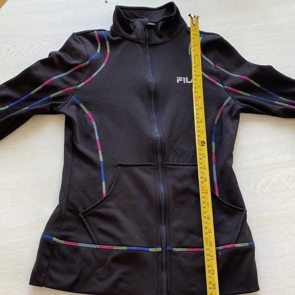 Fila Sport Athletic Track Jacket Full Zip Rainbow Trim Thumb Holes - Picture 12 of 12
